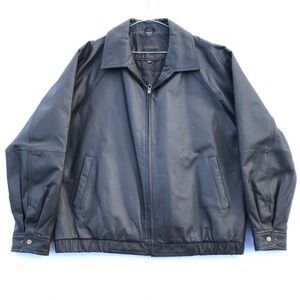 St. Johns Bay Brown Genuine Leather Bomber Aviator Flight Jacket Coat Men XL VTG